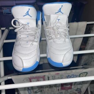 Retro Jordan Kids White and Light Blue Sneakers